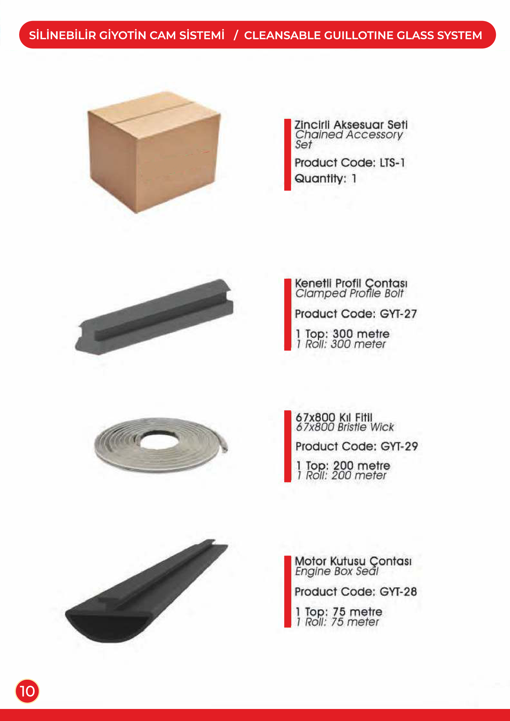 Silinebilir giyotin cam aksesuar 10